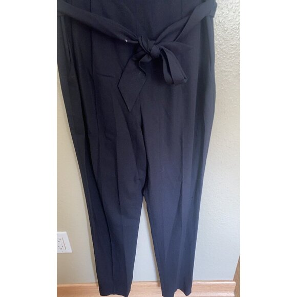 Theory Wool Blend Sleeveless Jumpsuit Black Size 6 Wrap Front Zipper - Picture 3 of 10